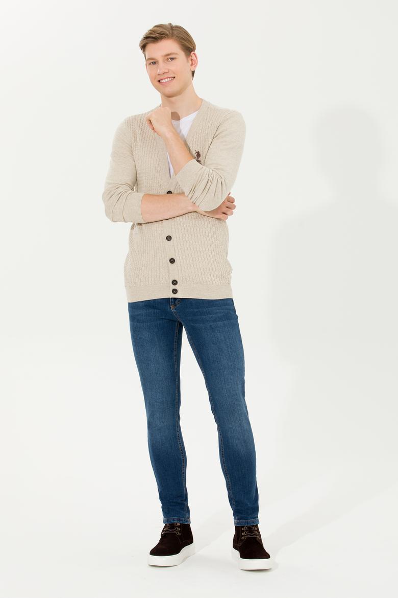 Erkek Taş Melanj Basic Triko Hırka - 50253442069