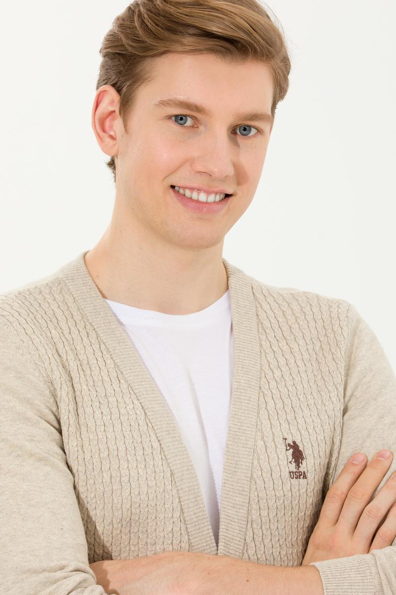 Erkek Taş Melanj Basic Triko Hırka - 50253442069