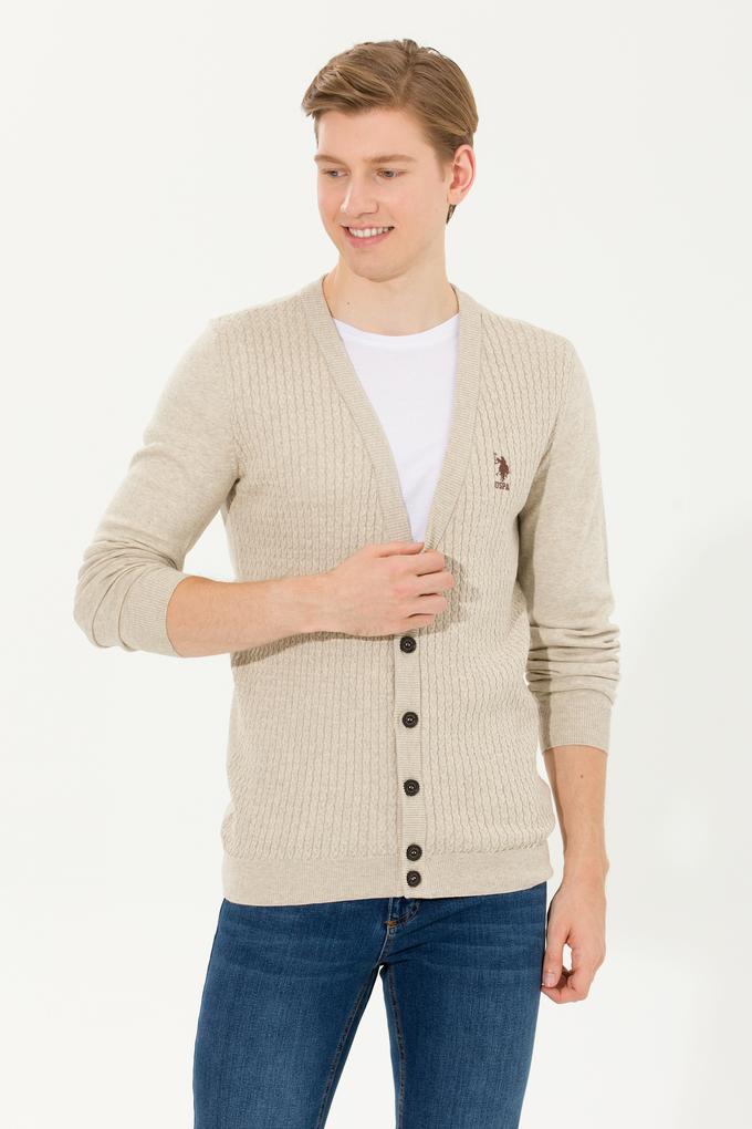 Erkek Taş Melanj Basic Triko Hırka