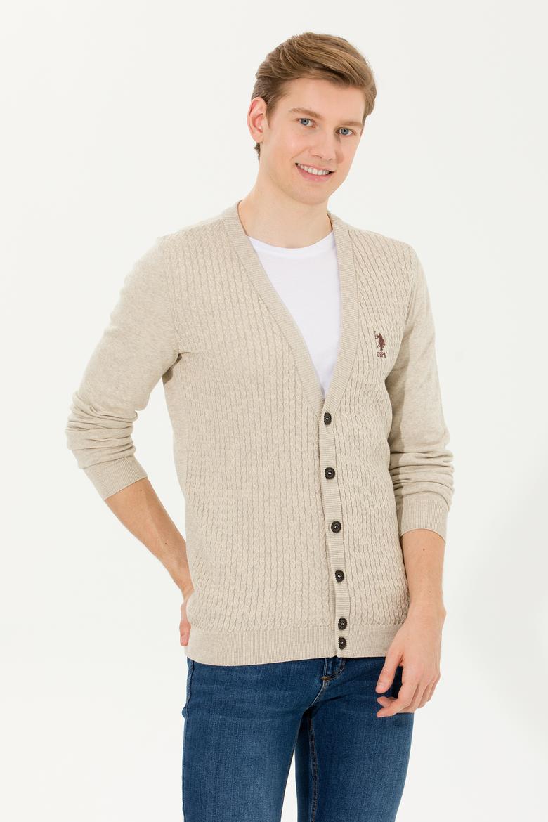 Erkek Taş Melanj Basic Triko Hırka - 50253442069