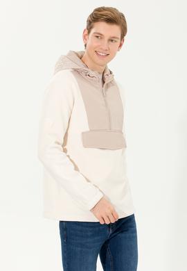 Erkek Ekru Kapüşonlu Sweatshirt - 50253798006
