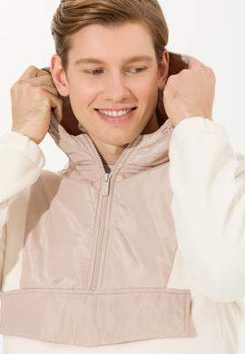 Erkek Ekru Kapüşonlu Sweatshirt - 50253798006