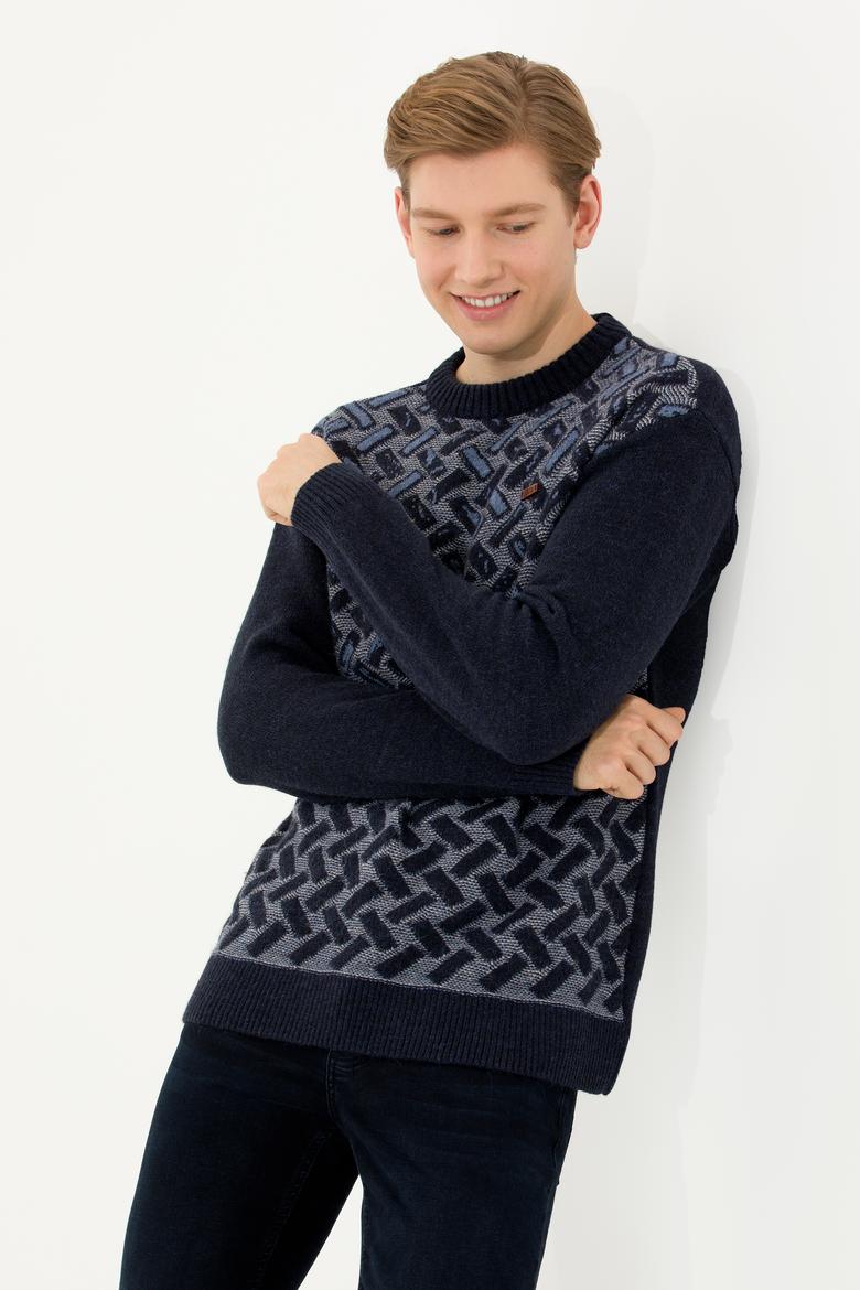 Erkek Lacivert Bisiklet Yaka Triko Kazak - 50253085010