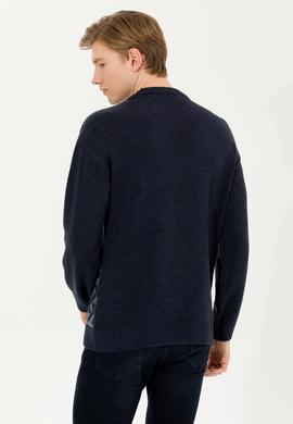 Erkek Lacivert Bisiklet Yaka Triko Kazak - 50253085010