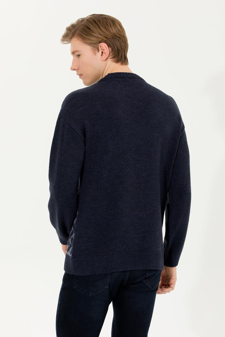 Erkek Lacivert Bisiklet Yaka Triko Kazak - 50253085010