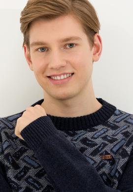 Erkek Lacivert Bisiklet Yaka Triko Kazak - 50253085010