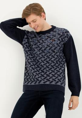 Erkek Lacivert Bisiklet Yaka Triko Kazak - 50253085010