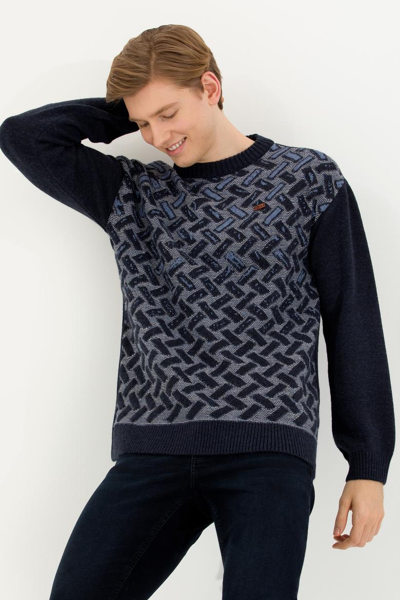 Erkek Lacivert Bisiklet Yaka Triko Kazak