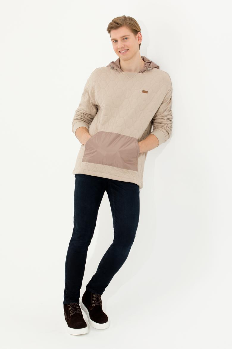 Erkek Taş Kapüşonlu Sweatshirt - 50253469025