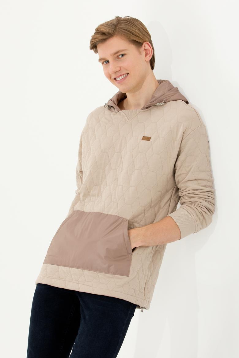 Erkek Taş Kapüşonlu Sweatshirt - 50253469025