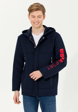 Erkek Lacivert Kapüşonlu Örme Hırka - 50253822004