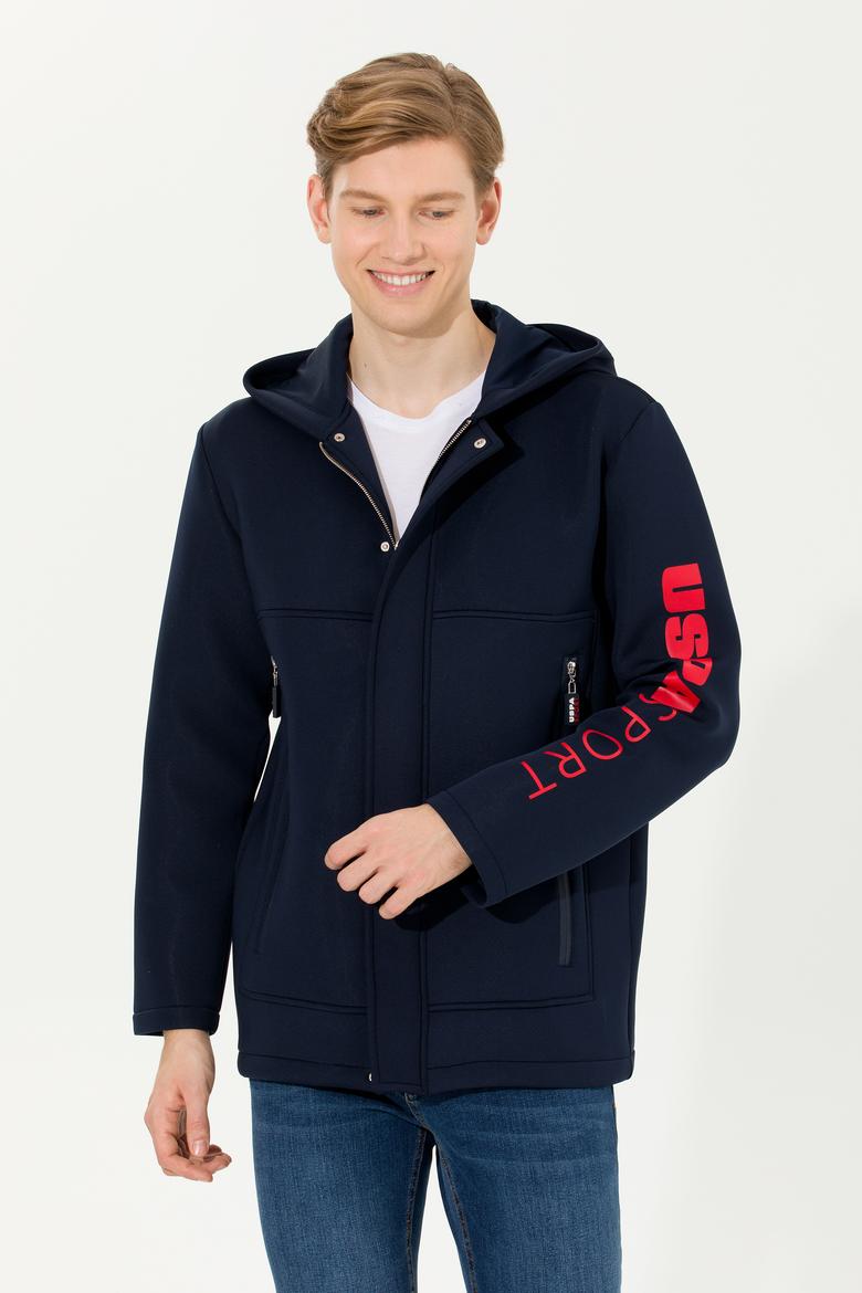 Erkek Lacivert Kapüşonlu Örme Hırka - 50253822004