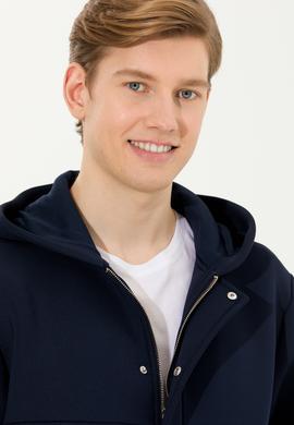 Erkek Lacivert Kapüşonlu Örme Hırka - 50253822004