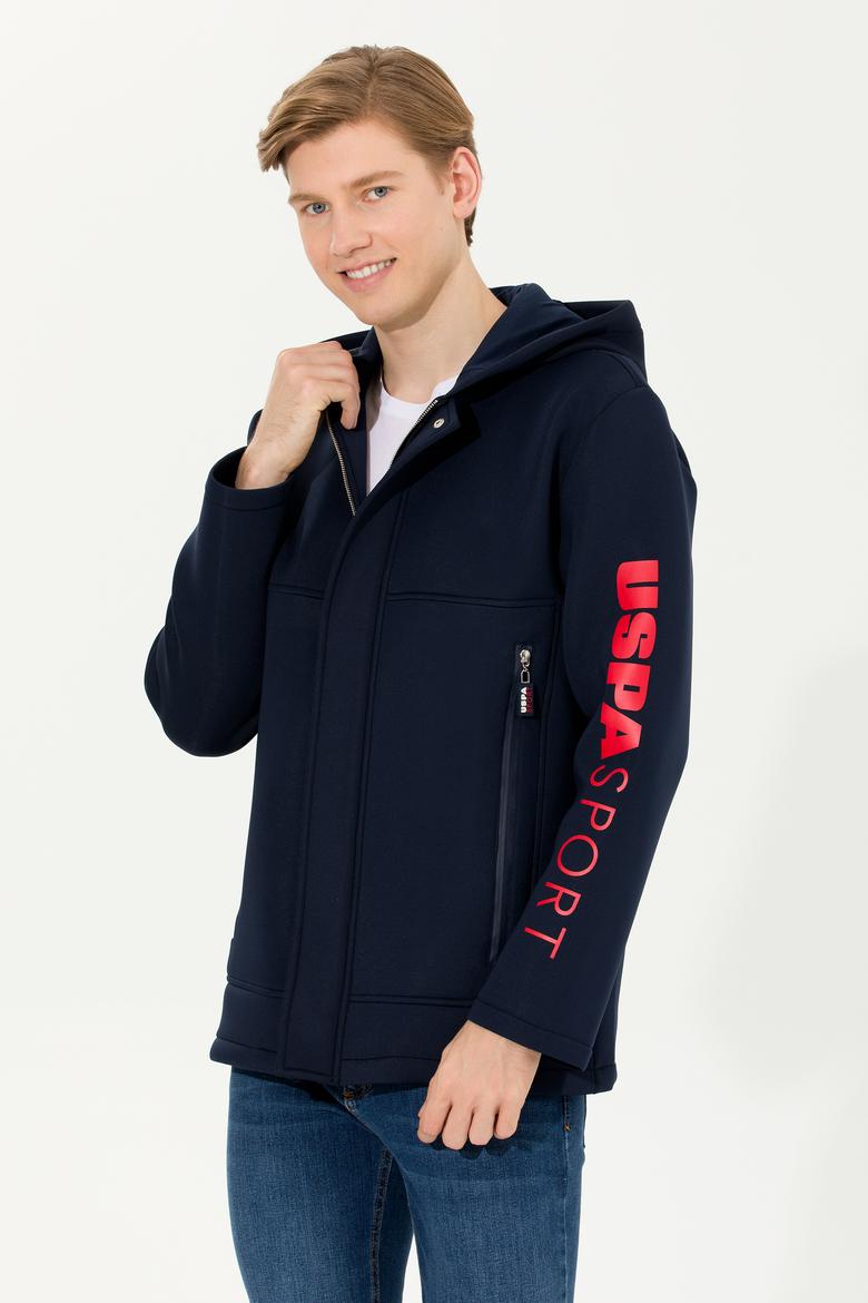 Erkek Lacivert Kapüşonlu Örme Hırka - 50253822004