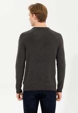 Erkek Gri Melanj Bisiklet Yaka Triko Kazak - 50255272013