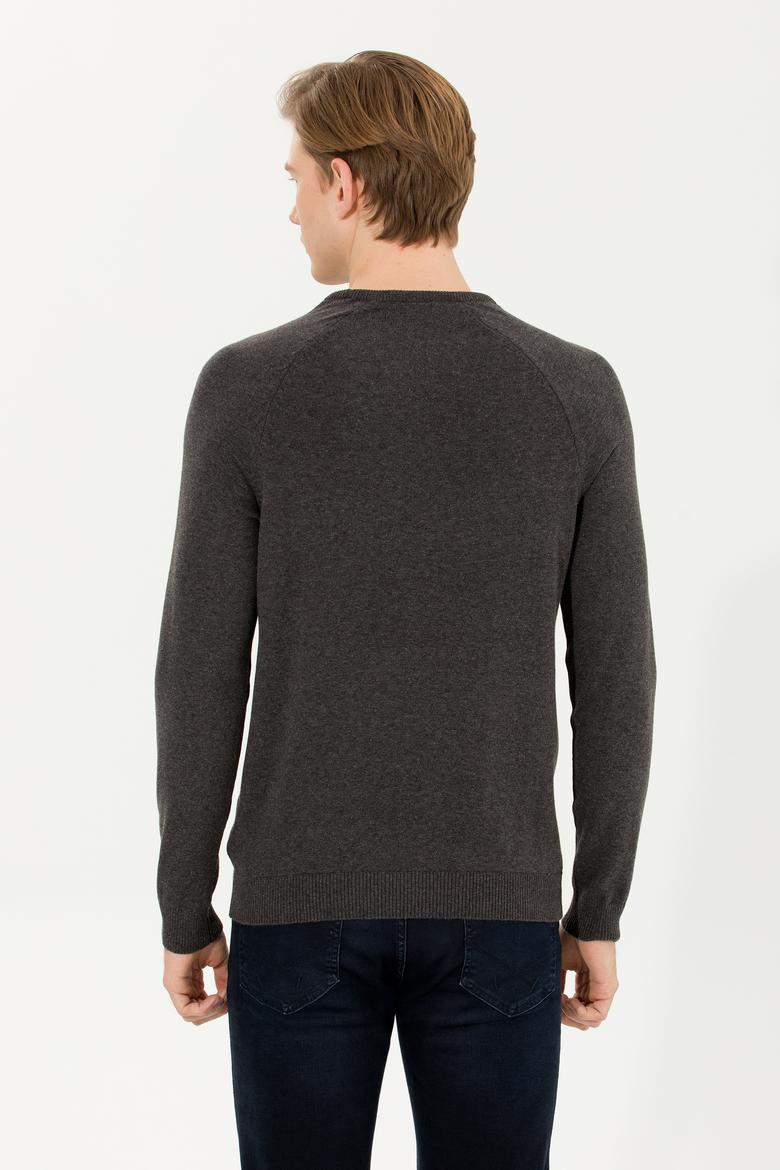 Erkek Gri Melanj Bisiklet Yaka Triko Kazak - 50255272013