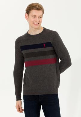 Erkek Gri Melanj Bisiklet Yaka Triko Kazak - 50255272013