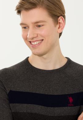 Erkek Gri Melanj Bisiklet Yaka Triko Kazak - 50255272013