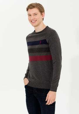 Erkek Gri Melanj Bisiklet Yaka Triko Kazak - 50255272013