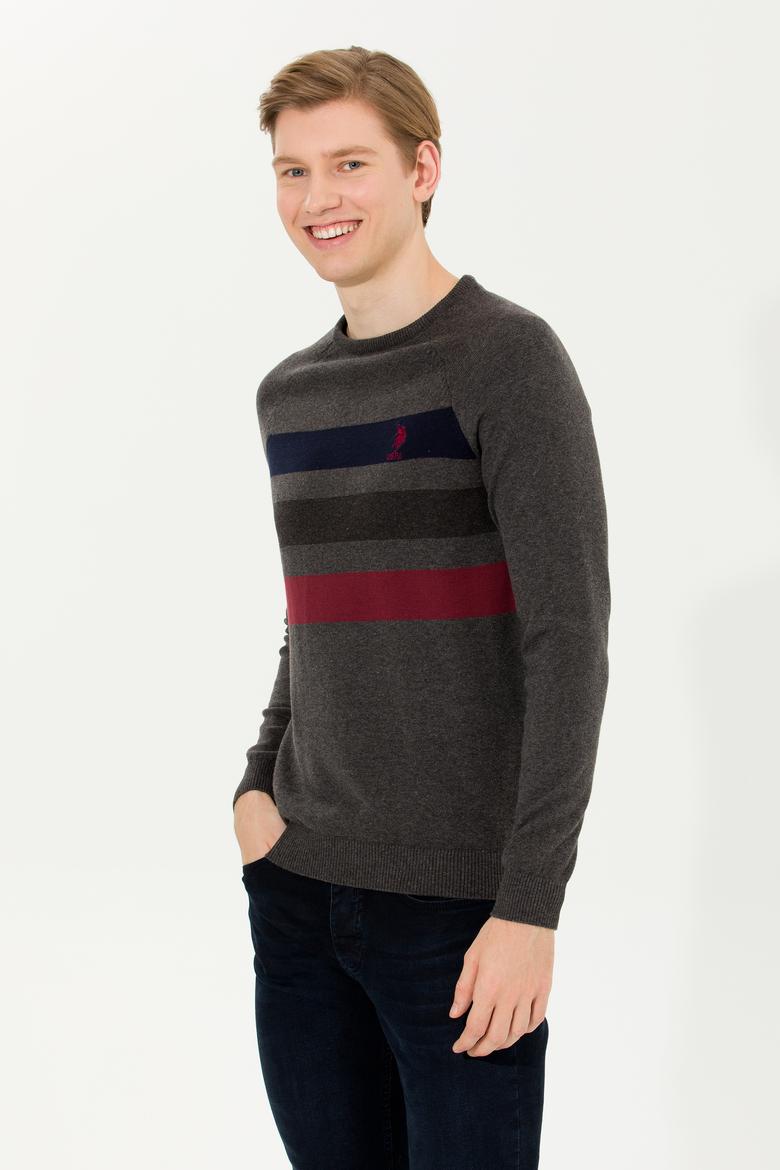 Erkek Gri Melanj Bisiklet Yaka Triko Kazak - 50255272013