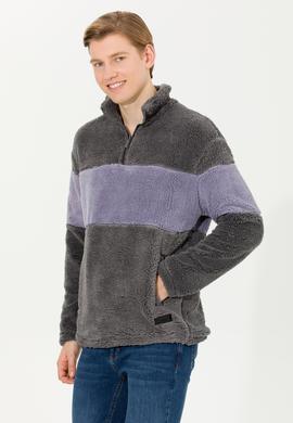 Erkek Antrasit Melanj Dik Yaka Sweatshirt - 50253782006