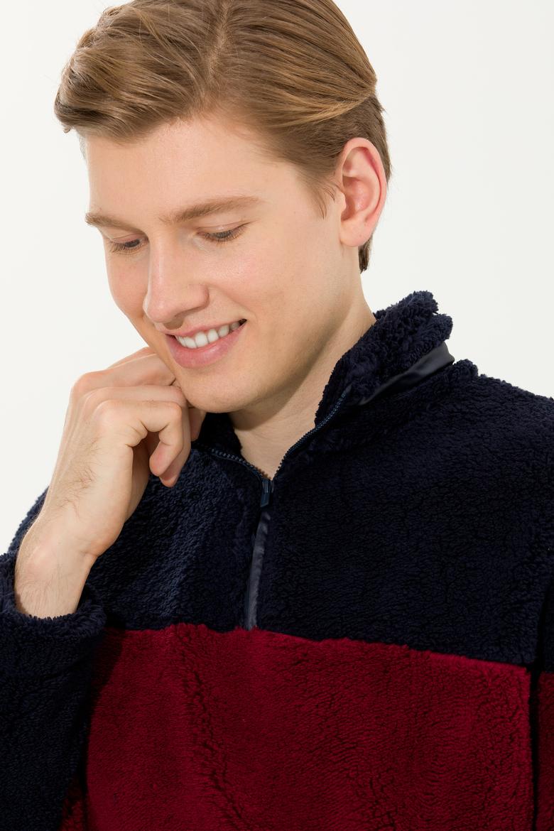 Erkek Lacivert Dik Yaka Sweatshirt - 50253782027