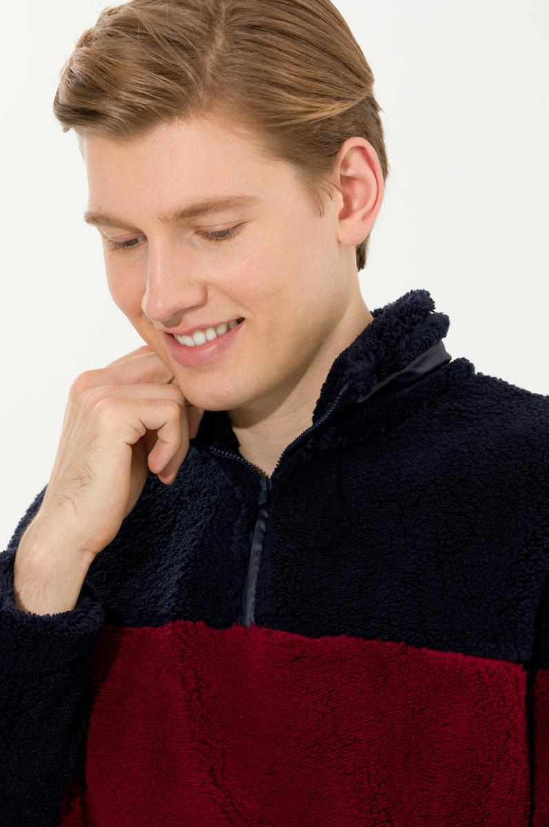 Erkek Lacivert Dik Yaka Sweatshirt