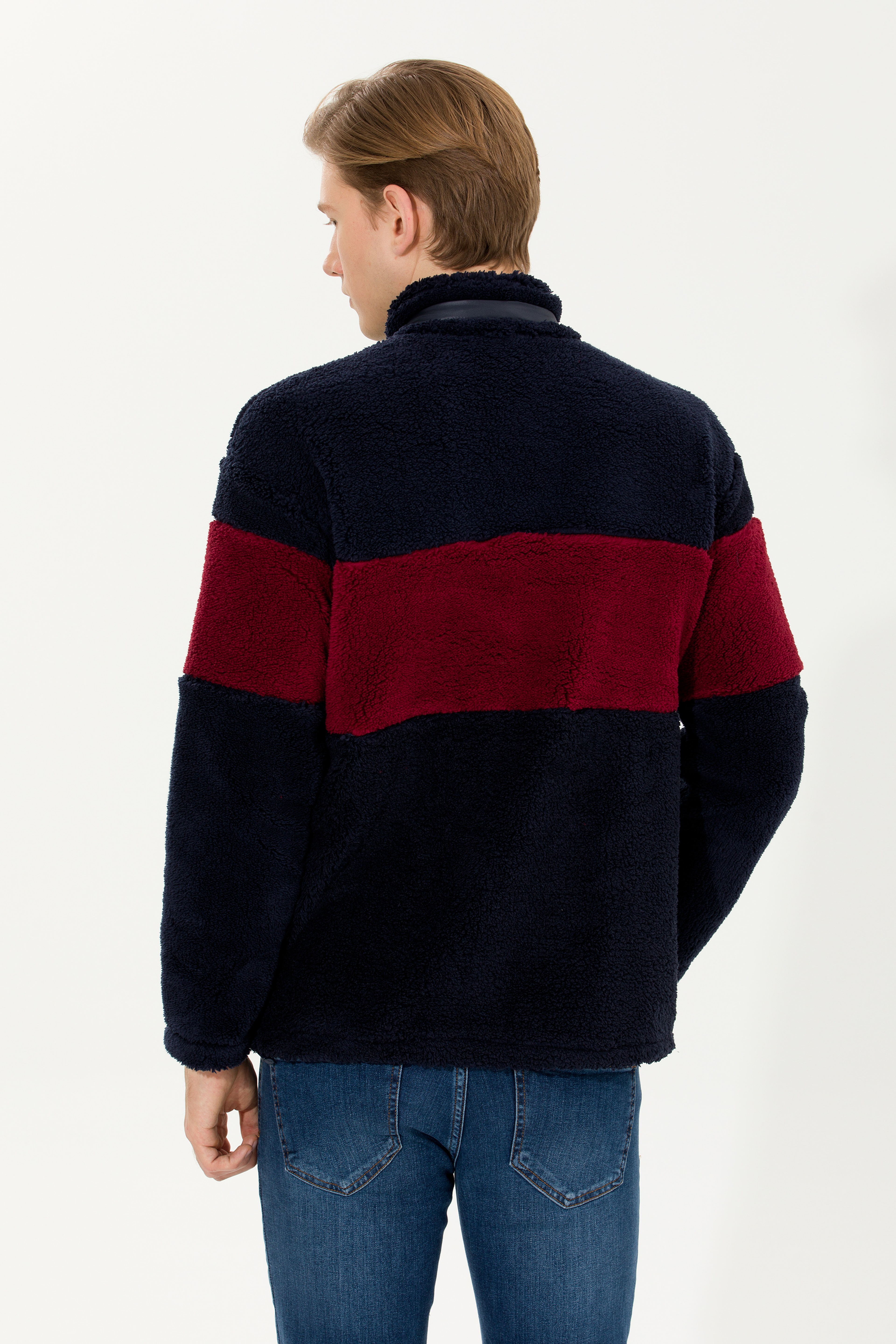 Erkek Lacivert Dik Yaka Sweatshirt - Image 5