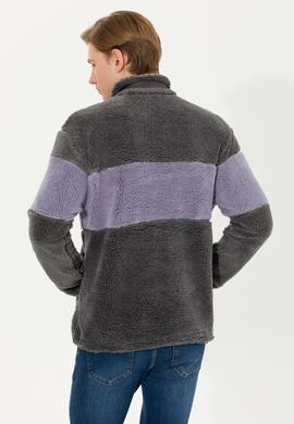 Erkek Antrasit Melanj Dik Yaka Sweatshirt - 50253782006