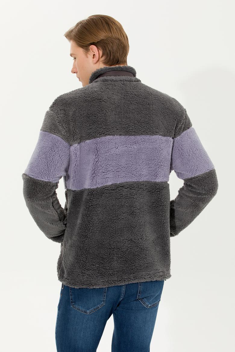 Erkek Antrasit Melanj Dik Yaka Sweatshirt - 50253782006