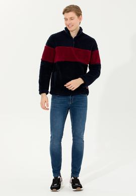 Erkek Lacivert Dik Yaka Sweatshirt - 50253782027