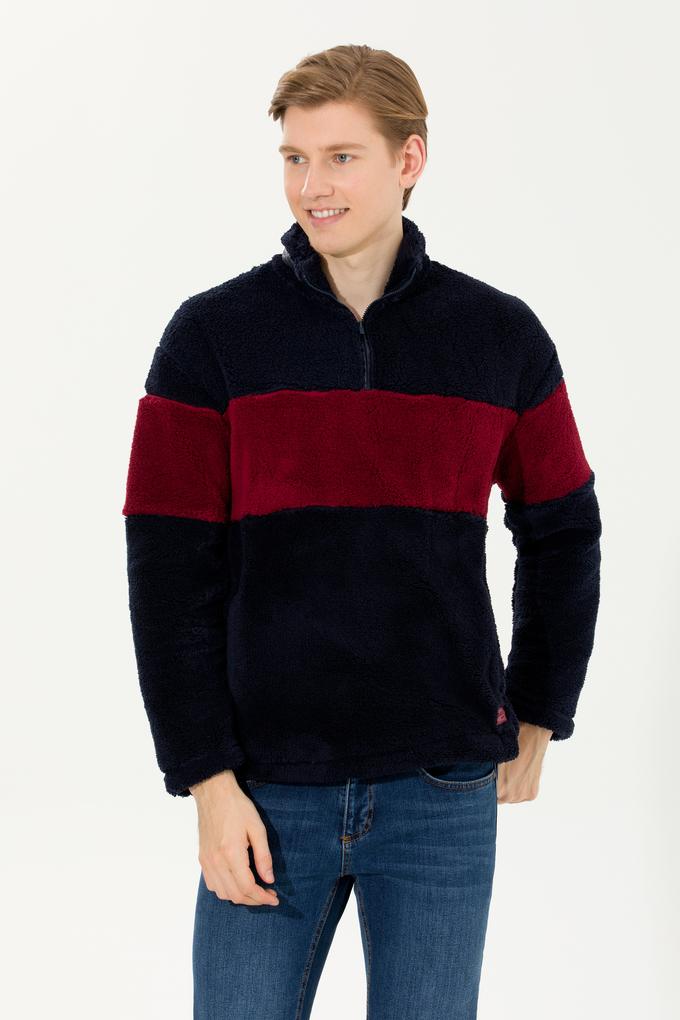 Erkek Lacivert Dik Yaka Sweatshirt