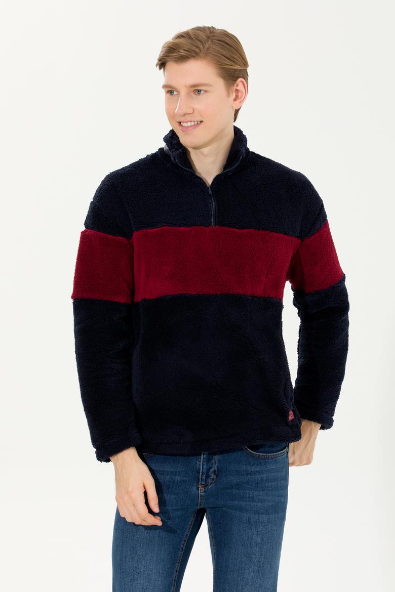 Erkek Lacivert Dik Yaka Sweatshirt