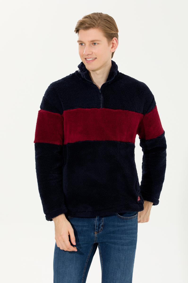 Erkek Lacivert Dik Yaka Sweatshirt