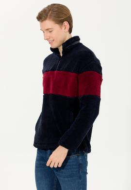 Erkek Lacivert Dik Yaka Sweatshirt - 50253782027