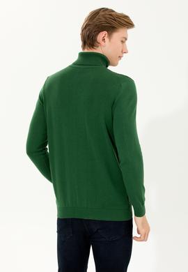 Erkek Yeşil Balıkçı Yaka Triko Kazak - 50252217027