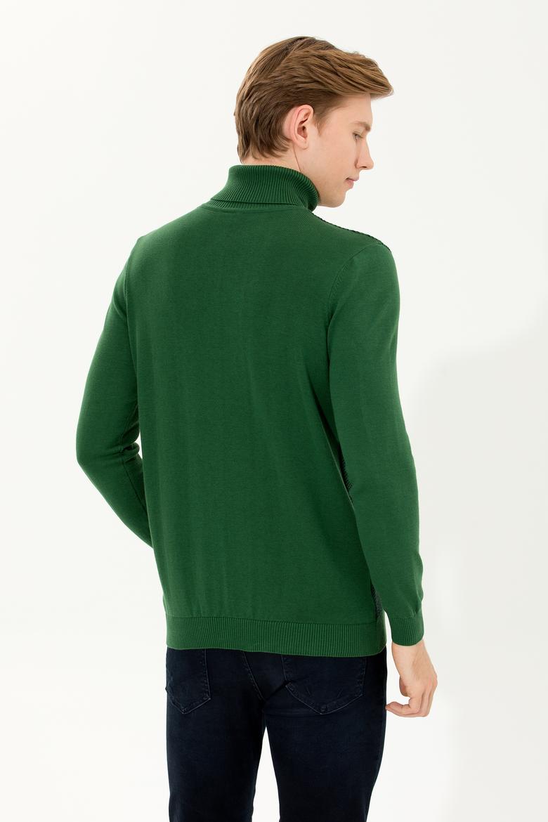 Erkek Yeşil Balıkçı Yaka Triko Kazak - 50252217027