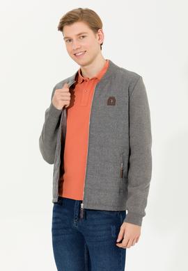 Erkek Gri Melanj Triko Hırka - 50253776026