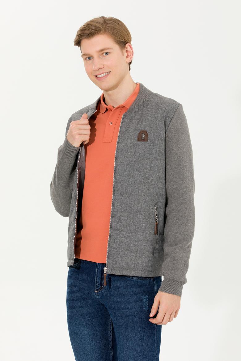 Erkek Gri Melanj Triko Hırka - 50253776026