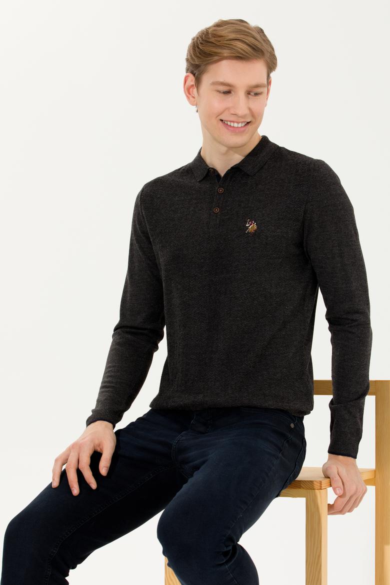 Erkek Antrasit Melanj Triko Kazak