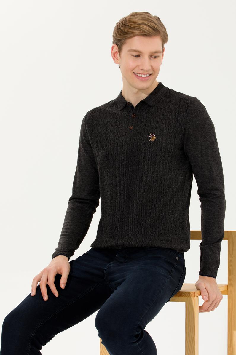 Erkek Antrasit Melanj Triko Kazak