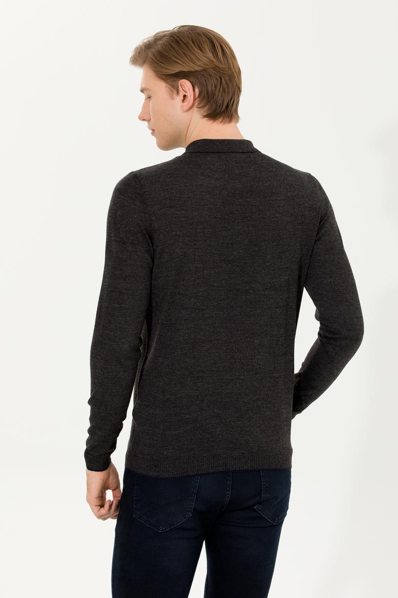 Erkek Antrasit Melanj Triko Kazak - 50256197002