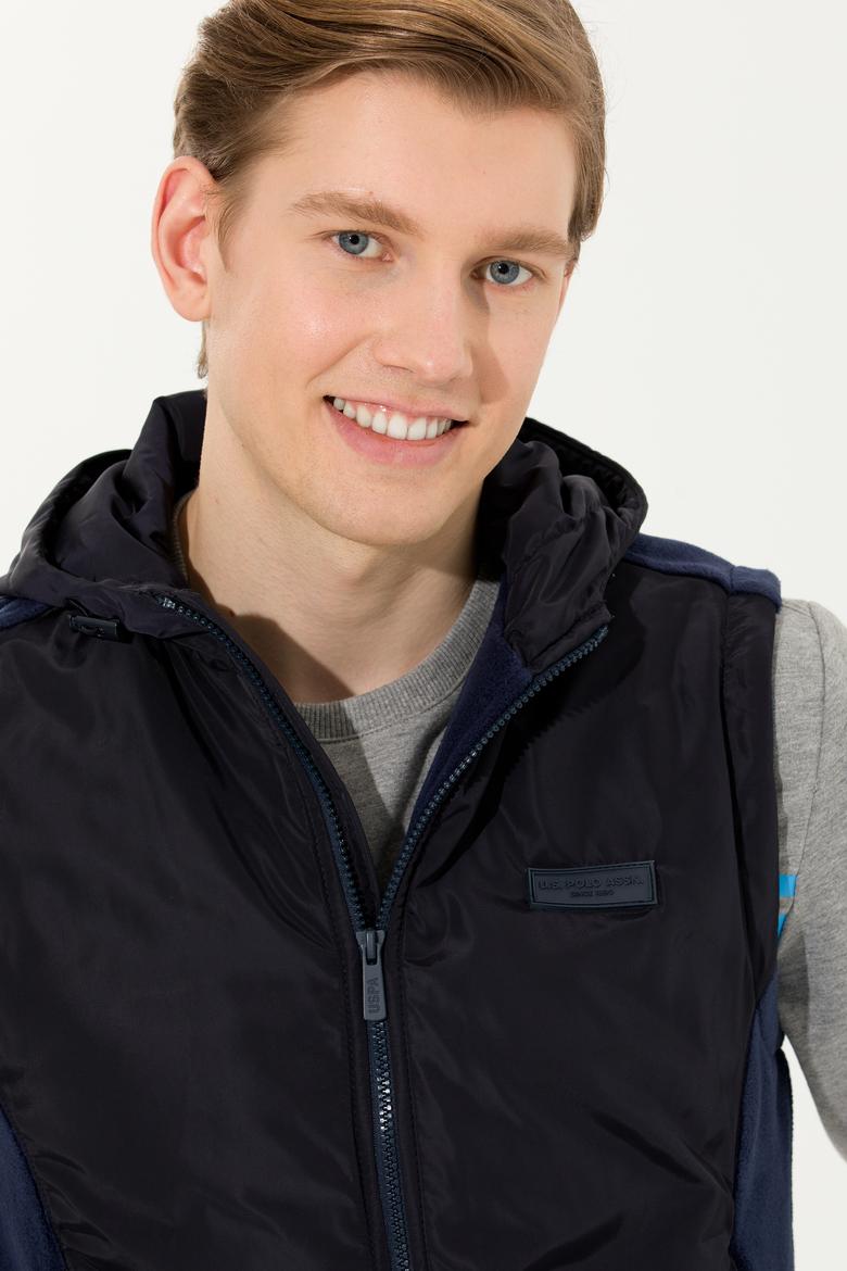 Erkek Lacivert Kapüşonlu Örme Hırka