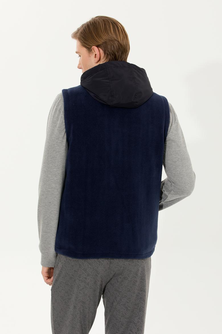Erkek Lacivert Kapüşonlu Örme Hırka - 50254453012