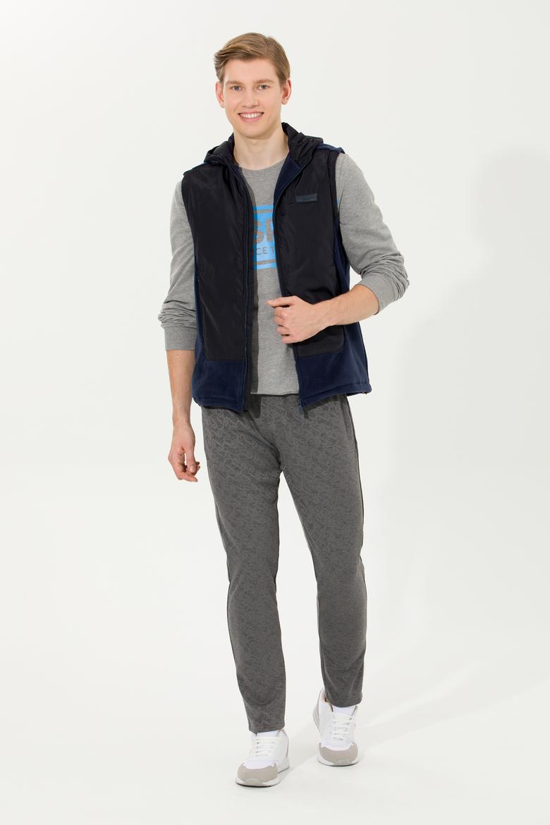 Erkek Lacivert Kapüşonlu Örme Hırka - 50254453012