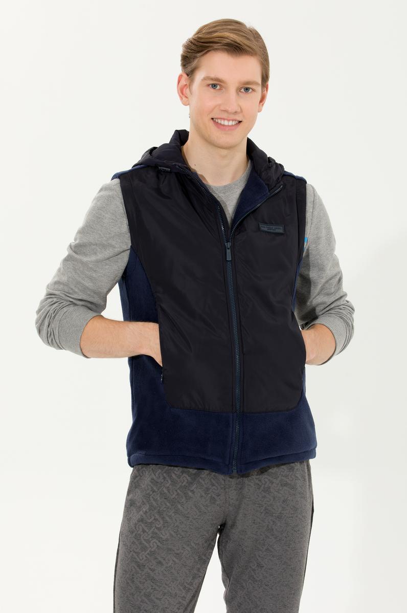 Erkek Lacivert Kapüşonlu Örme Hırka