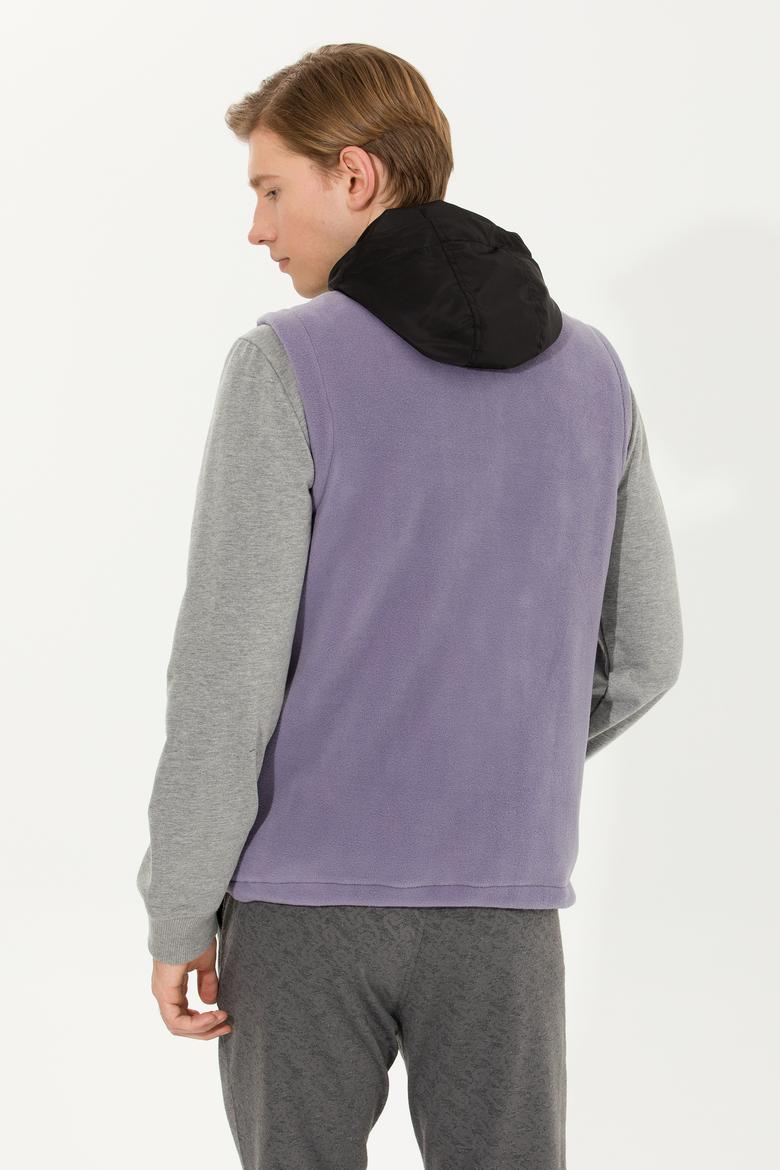 Erkek Gri Kapüşonlu Örme Hırka - 50254453003