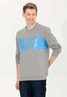 Erkek Gri Melanj Bisiklet Yaka Sweatshirt - 50256375020