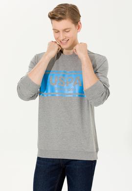 Erkek Gri Melanj Bisiklet Yaka Sweatshirt - 50256375020