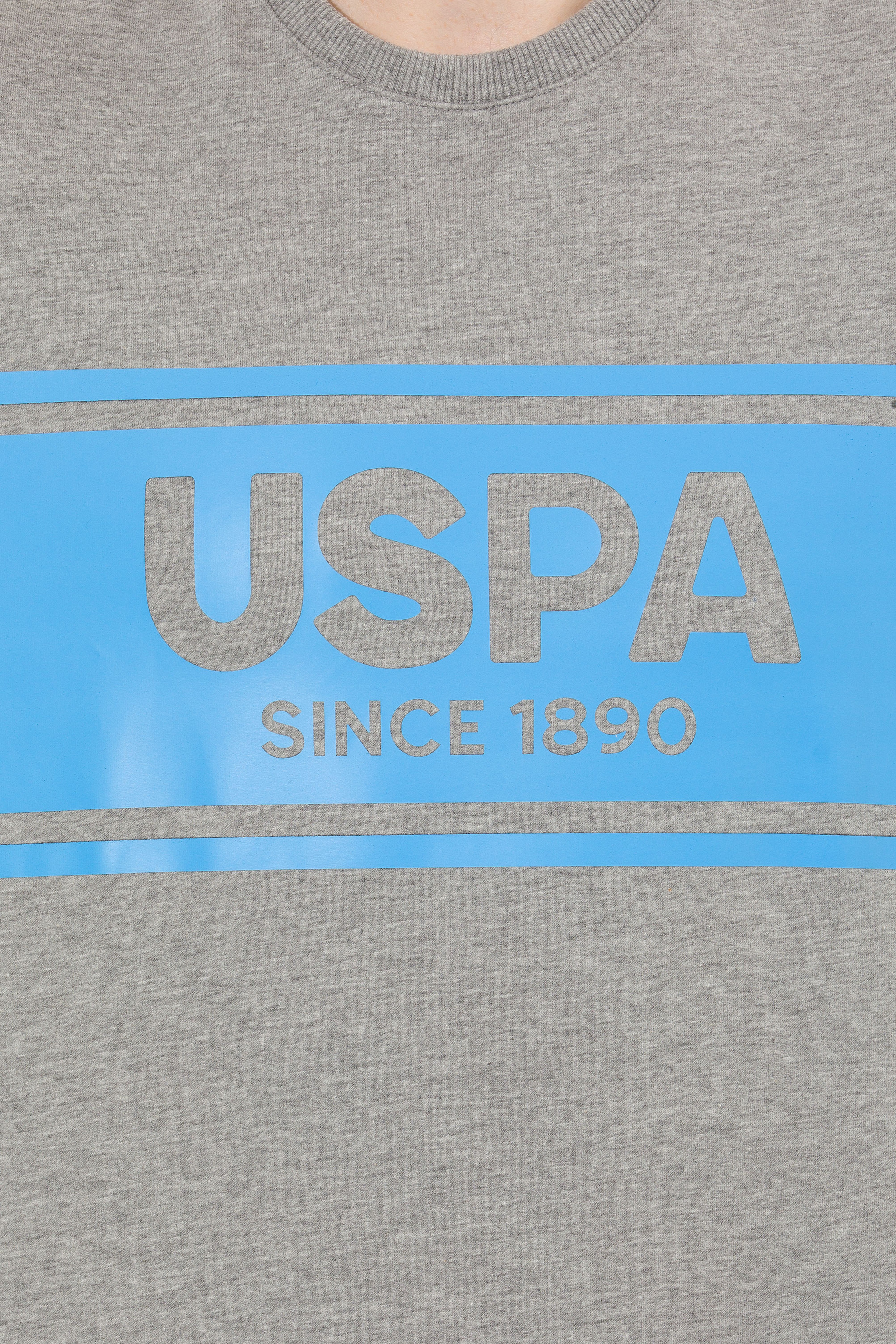 Erkek Gri Melanj Bisiklet Yaka Sweatshirt